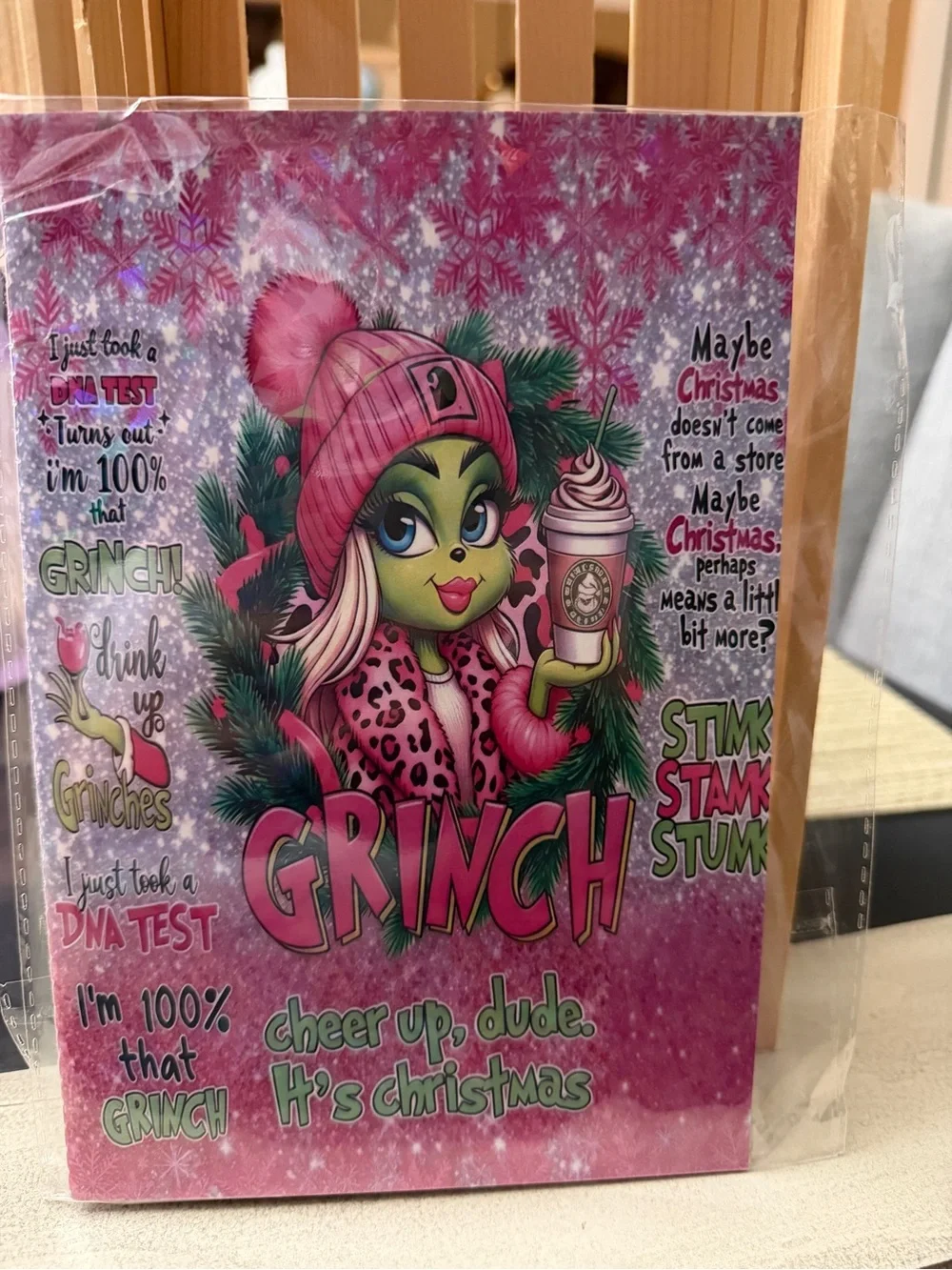 Grinch Holiday Notebook 8”x5”- Pink